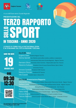 Presentazione online Terzo rapporto sullo sport in Toscana - 19 maggio ore 9.30