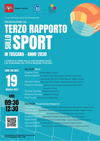 Presentazione online Terzo rapporto sullo sport in Toscana - 19 maggio ore 9.30