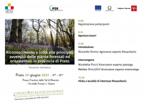 Incontro tematico "Riconoscimento e lotta alle principali avversit&agrave; delle piante forestali ed ornamentali in provincia di Prato"