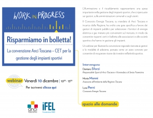 Risparmiamo in bolletta! La convenzione ANCI Toscana &ndash; CET per la gestione degli impianti sportivi