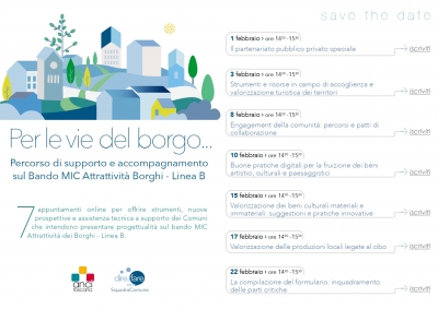 Per le vie del borgo - Percorso di supporto e accompagnamento sul Bando MIC Attrattivit&agrave; Borghi - Linea B