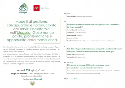 Modelli di gestione, salvaguardia e riproducibilit&agrave; dei servizi Ecosistemici nel Mugello. Governance locale, problematiche e opportunit&agrave; della risorsa idrica